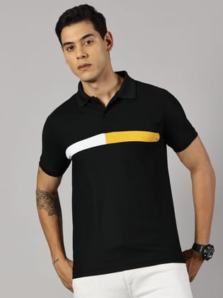 Dry-fit Black Striped Polo