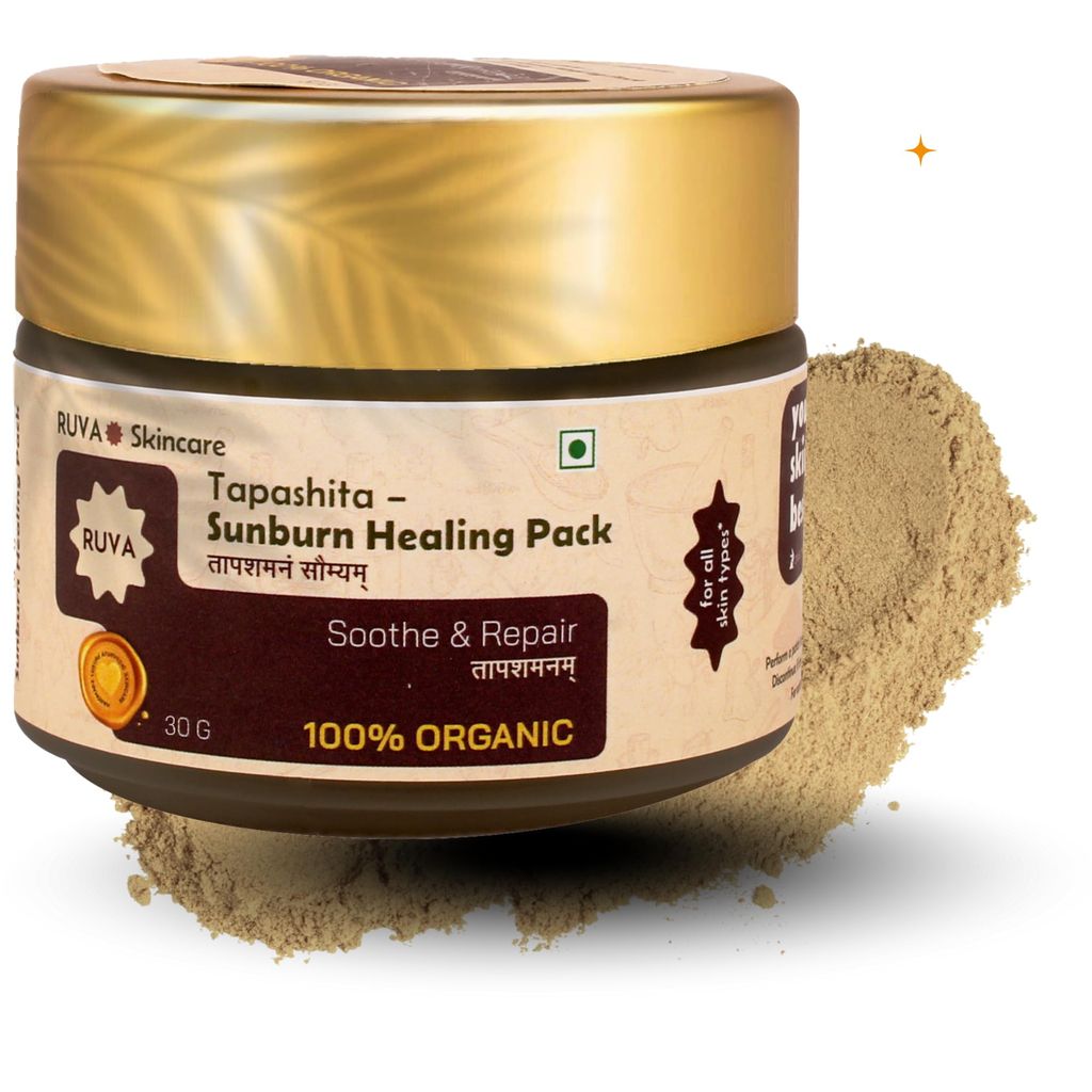 RUVA Ayurvedic Sunburn Face Pack | Sun-Soothed Vetiver & Aloe Lepa for Tanning, Redness & Inflammation | After-Sun Ayurvedic Remedy for All Skin Types | Men & Women