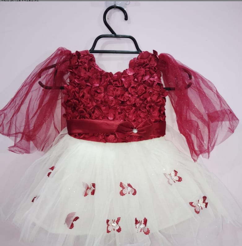 GirlsRed and White Net Frocks & Dresses Pack Of 1 Girls Frock Girls Fancy Frock Girls Net Frock Baby Girls Frock Girls Party |Wear Wedding Ceremony Casual Wear Best Quality Fancy Frock Clothing Girls Clothing Set
