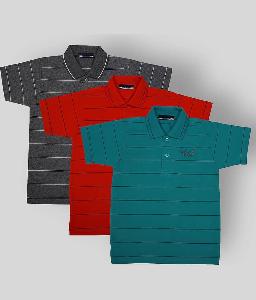 NEUVIN Pack of 1 Boys Cotton Polo T-Shirt ( Multi Color )