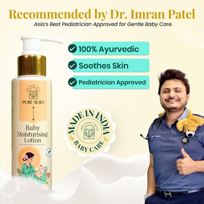 Pure Aura Rich Moisture Baby Lotion 100ml | Nourishing Cream for Soft & Sensitive Skin | Ayurvedic & Chemical-Free | Daily Use | Safe for Newborns Baby & Kids