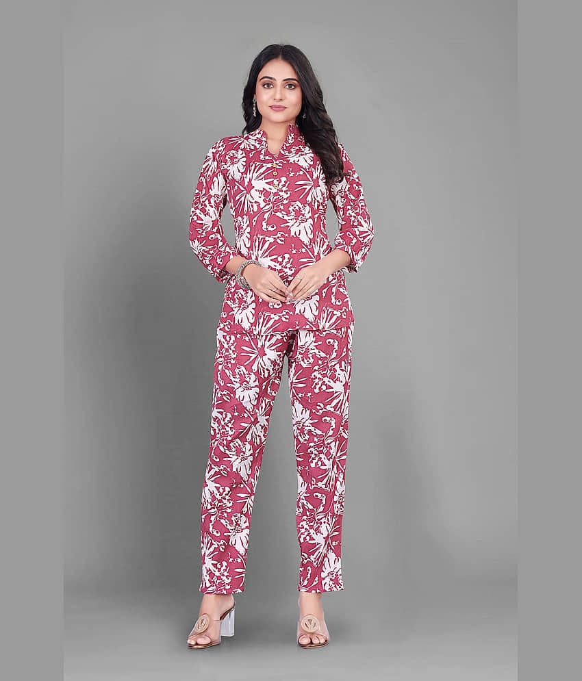 INDIAN SILKS Women Printed T-Shirt With Trousers Co-Ord Set ( Multicolor )