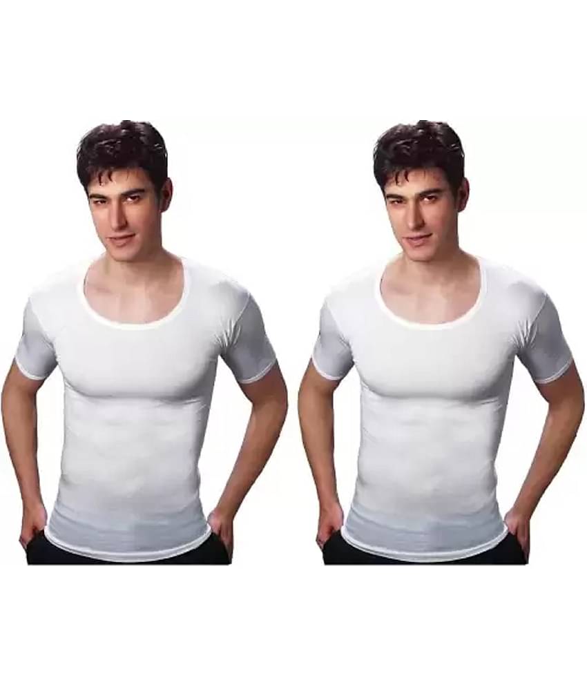 INNERO Pack of 2 Cotton Basic Vest For Men ( White )