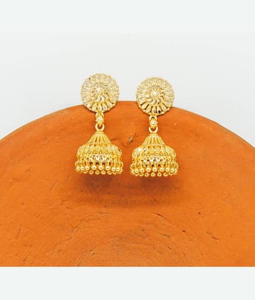 LUV FASHION Golden Jhumki Earrings ( Pack of 1 )
