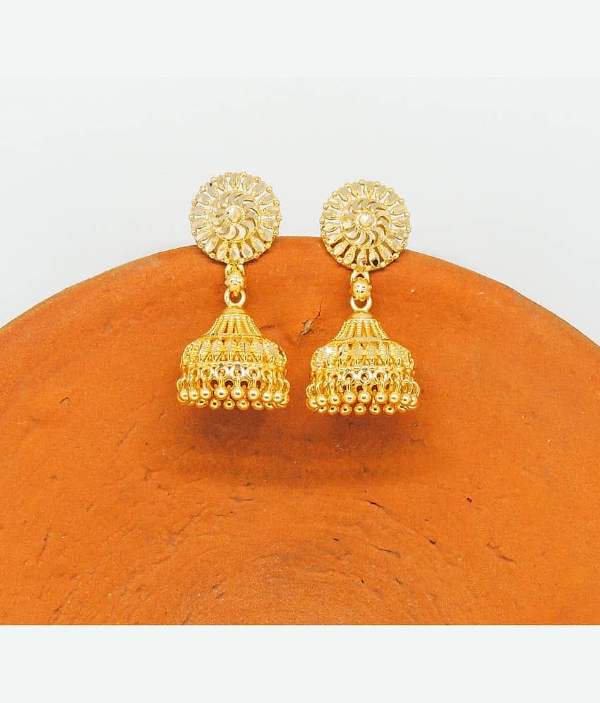 LUV FASHION Golden Jhumki Earrings ( Pack of 1 )