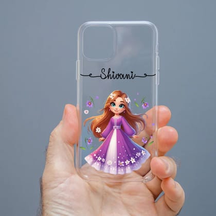 Personalized Cute Girl Transparent Silicon Case Customised with Name for Oppo, Vivo, Redmi, Realme, Poco, Mi, OnePlus, Samsung, iPhone, and More - design 39