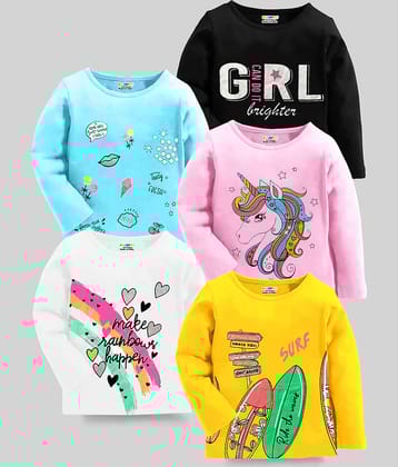 Kuchipoo Pack of 5 Girls Cotton Blend T-Shirt ( Multicolor4 )