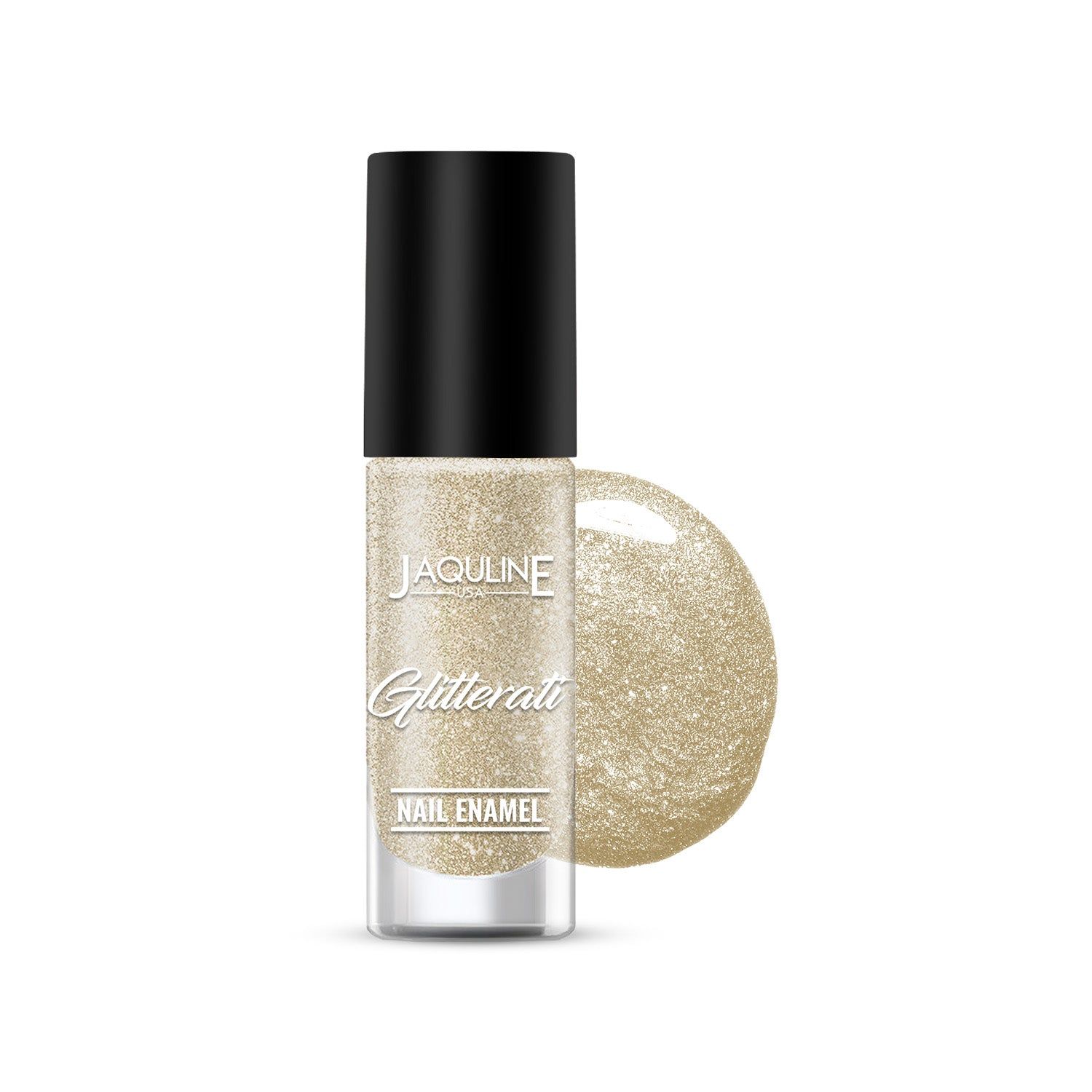 Jaquline USA Glitterati Nail Enamel| High- Impact glitter| Shimmery effect| multi-dimensional shine| Milky Way 01