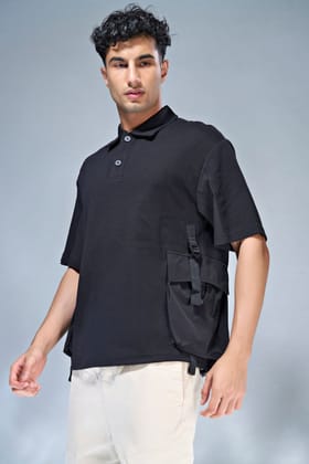 Black Pocket Fusion Polo-L