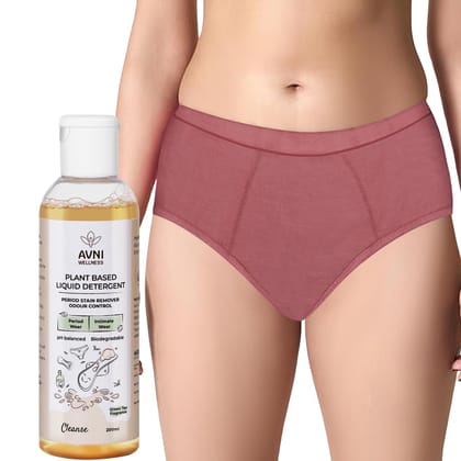 Avni - Washable Period Panty | 1 Panty + 200ml Liquid Detergent | Breathable Bamboo Fabric | Medium to Heavy Flow | Protection up to 10 hrs | High Waist for Women | Reusable for 2 yrs
