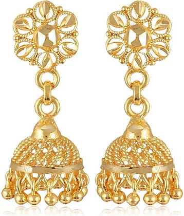 Vighnaharta Golden Jhumki Earrings ( Pack of 1 )
