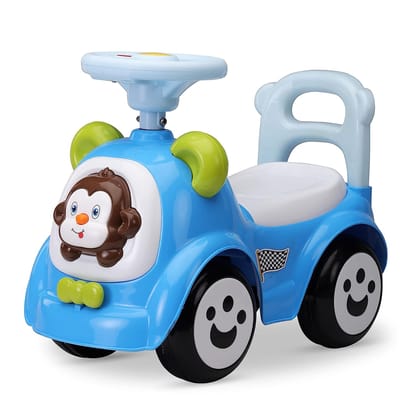 LuvLap - SunnyRider Blue, Music & Horn Steering Ride-On & Car for Kids, Backrest, Safety Guard, Under Seat Storage, Big Wheels, 1-3 Years, Up to 25 Kgs- Blue