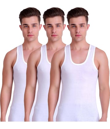 TT Pack of 3 Cotton Sleeveless Vest For Men ( White )