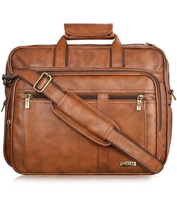 Lorem Tan Faux Leather Office Bag - Tan