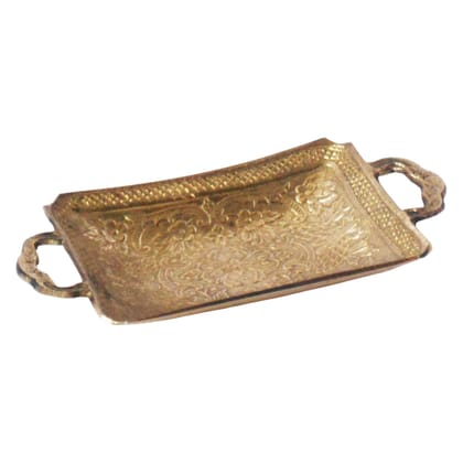 Brass Mini Tray Toy | Handmade Brass Serving Collectible, Height : 0.5 Inch (ZMAS374 C)