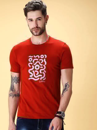Mahogany Brown Crew Neck T-Shirt-S