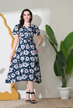 Lyla Wrap Dress-S / Navy