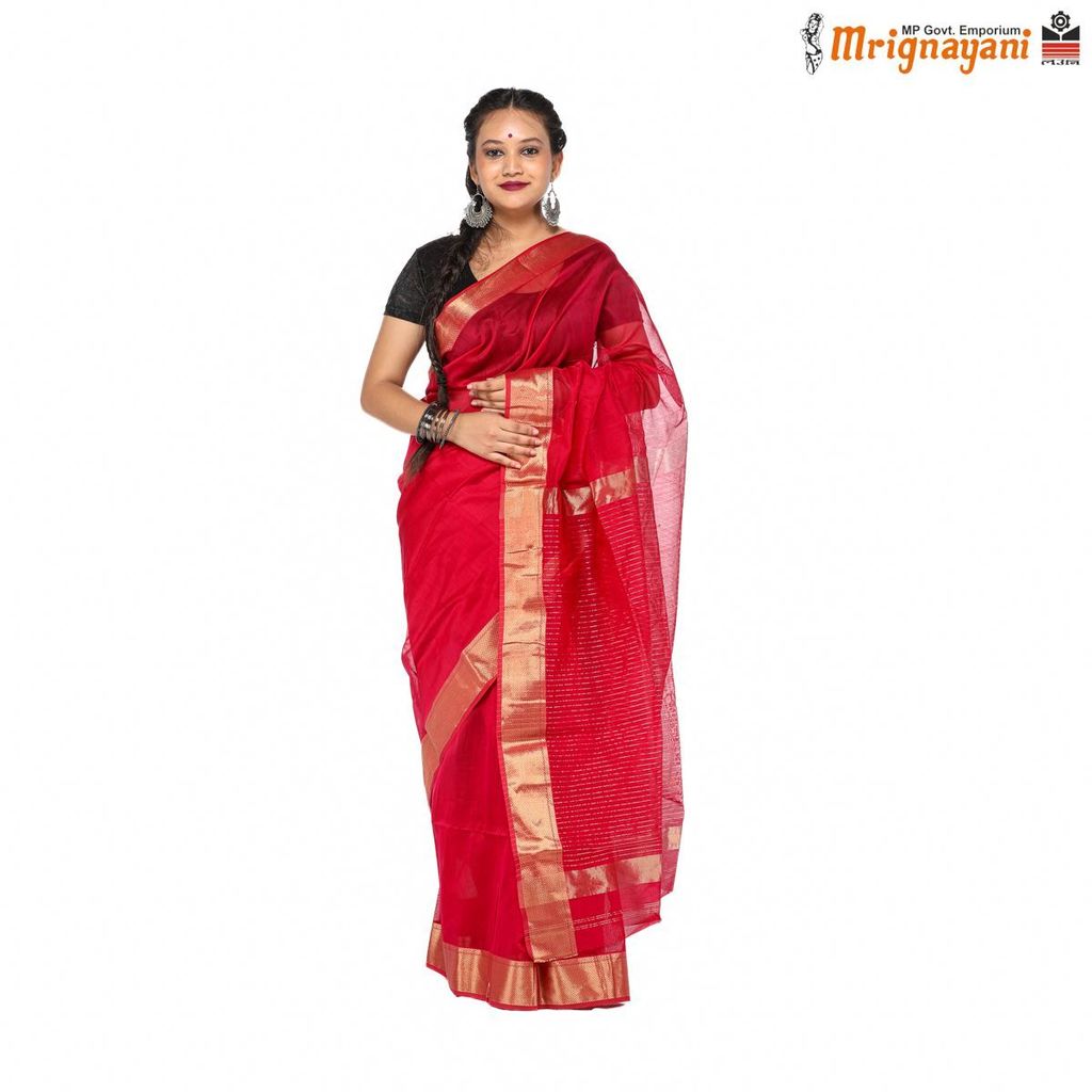 HANDLOOM MAHESHWARI SAREE WITH BLOUSE (SKU - 3S0109180522 , SAREE - 1218) - Sarees | Buy online on ZillyBuy