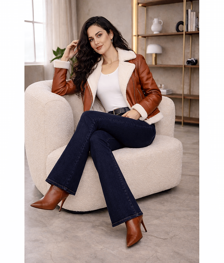 Kashian Women's Relaxed Fit High-Rise Jeans ( Dark Blue )