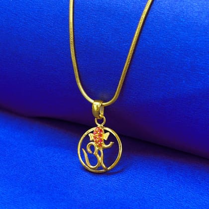 Silver Ganesha Om Pendant and Chain-Gold