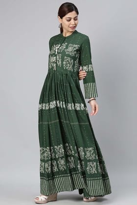 Women Olive Green Floral Printed Kurta VCK8293 Women Olive Green Floral Printed Kurta VCK8293