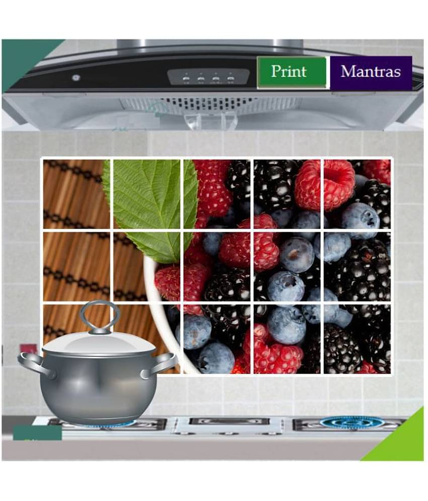 Asmi Collection Berry Fruits Wall Stickers for Kitchen Nature Sticker ( 60 x 90 cms )