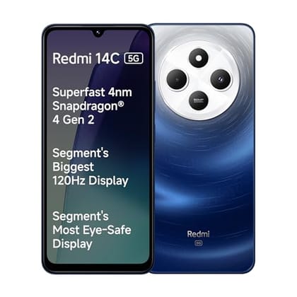 Redmi 14C 5G (Starlight Blue, 4GB RAM, 64GB Storage) | Superfast 4nm Snapdragon 4 Gen 2 | 120Hz 17.47cm (6.88) Display | 5160mAh Battery | 50MP Dual Camera | Premium Starlight Design