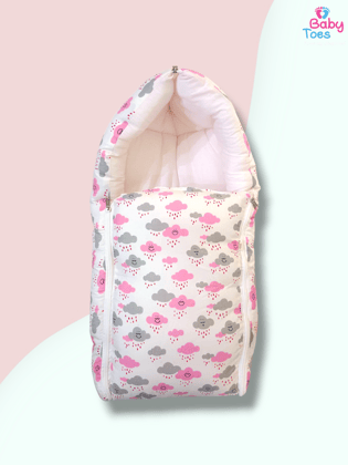 Baby Toes Sleeping Bag/ Carry Nest, Print - Cloud-Pink