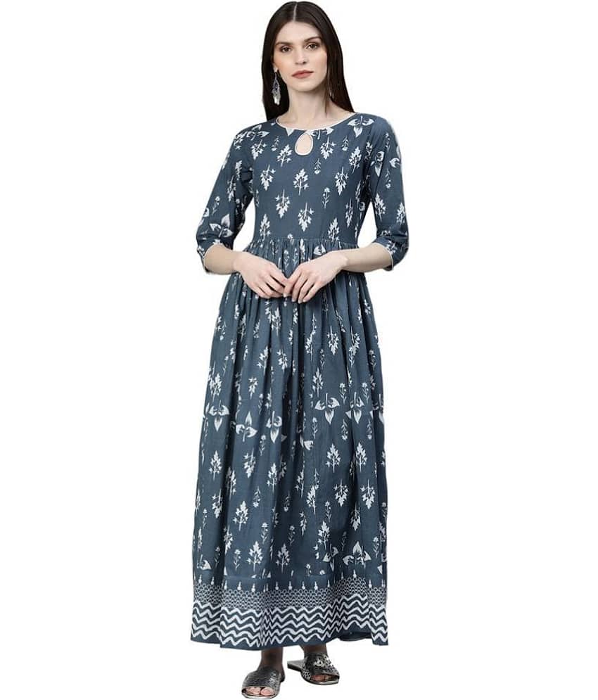 Divena - Grey Cotton Women's Flared Kurti