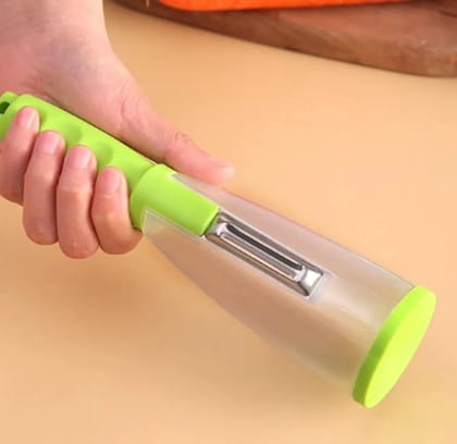 Pulseaura Multicolor 2-In-1 Stainless Steel Blade Vegetable Peeler With Container Pulseaura Multicolor 2-In-1 Stainless Steel Blade Vegetable Peeler With Container