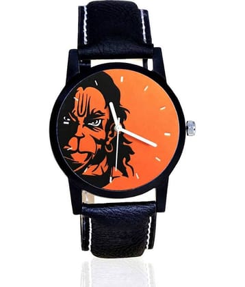 SAMARPAN BLACK LEATHER ANALOG WATCH FOR BOYS