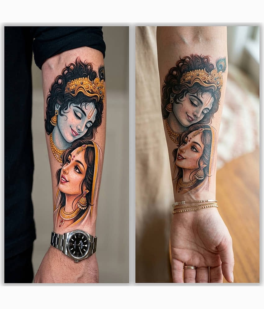 The Canvas Arts Shree Krishna With Radha Together Temporary Tattoo Body Tattoo