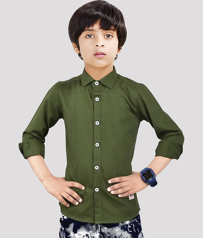 Made In The Shade Pack of 1 Boys 100% Cotton Full Sleeves Shirt ( Green )