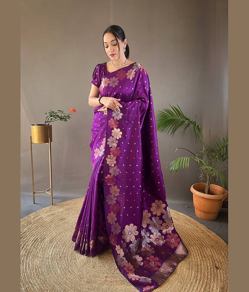 fab woven Art Silk Woven Saree With Unstitched Blouse Piece ( Green )