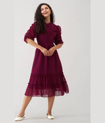 aask Polyester Blend Striped Knee Length Women's Fit & Flare Dress - Green ( Pack of 1 )