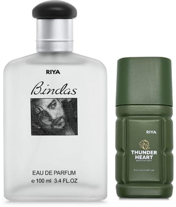 Riya Bindas & Thunder Heart Eau De Parfum (EDP) For Men 130 ( Pack of 2 )