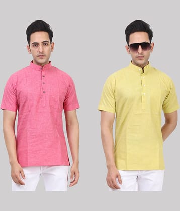 Kundan - Muticolor Cotton Blend Men's Regular Kurta ( Pack of 2 )