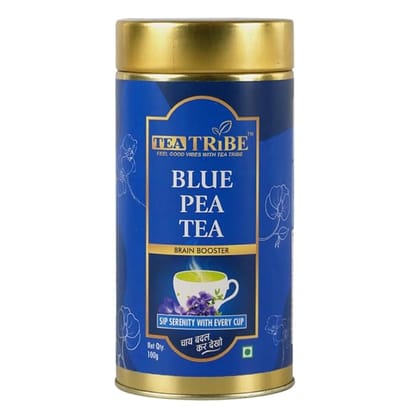 TEA TRIBE Herbal Tea Blue Pea Flower Tea Blue Natural Loose Leaf 100 Gm Herbal Ingredient for Color-Infused Beverages and Recipes TEA TRIBE Herbal Tea Blue Pea Flower Tea Blue Natural Loose Leaf 100 Gm Herbal Ingredient for Color-Infused Beverages and Recipes