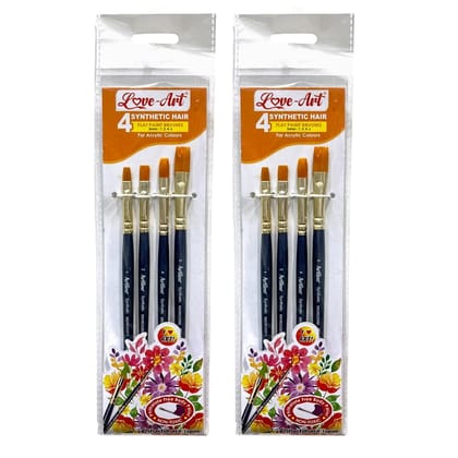 Artline Synthetic Flat Paint Brush No : 1,2,4 & 6 (Pack of 2) | for Various Art and Craft Projects | Different Types of Paint, Such as Watercolors, Acrylics, & Oils