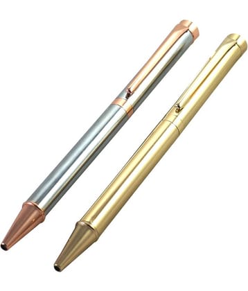 Auteur 1410-1420 Chrome & Golden Color Metal Body,Twist Mechanism Ball Pen Set