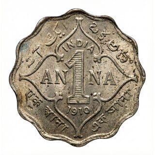 1 Anna 1910 King Edward 7th, British India old Fancy Coin Silver Plated Series
