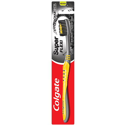 Colgate Super Flexi Toothbrush - Anti Germ + Superior Clean, Charcoal, Medium, 1 Pc