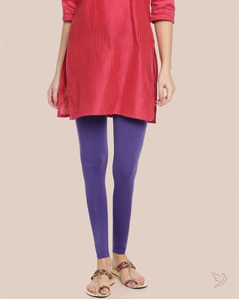 Cotton Ankle Legging - Deep Purple-S / Deep Purple