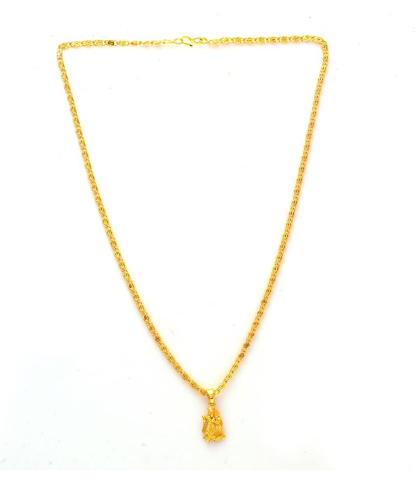 Jewar Mandi Radha Krishna Ji Bansiwala Kanhaiya Gold Plated Locket/Pendant with Link Chain Daily use for Men, Women & Girls, Boys
