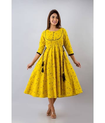 SVARCHI - Yellow Cotton Women's Anarkali Kurti ( Pack of 1 )