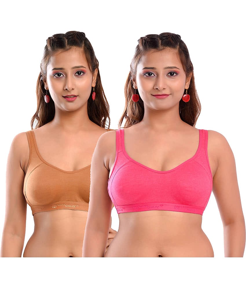 Elina Pack of 2 Cotton Non Padded Women's Racerback bra ( Multi Color )