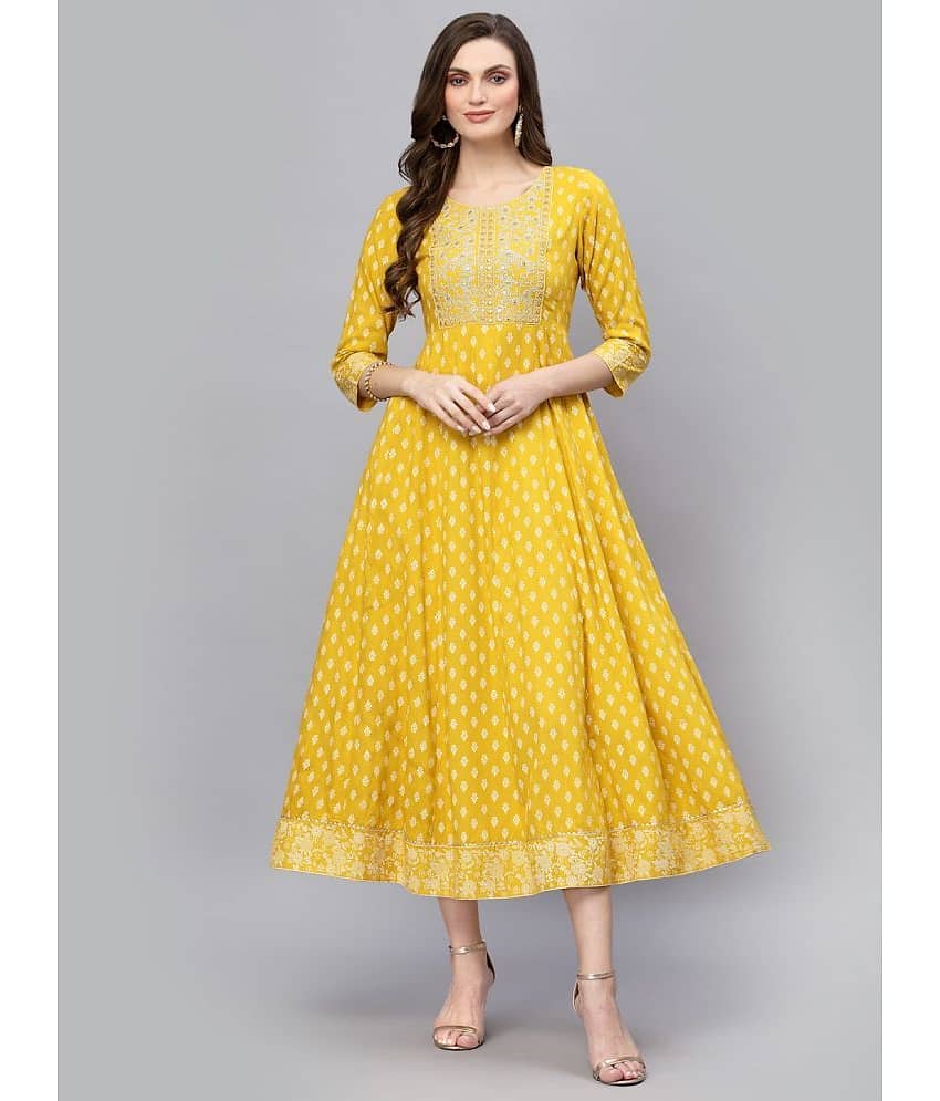 Stylum - Mustard Rayon Women's Flared Kurti ( Pack of 1 )