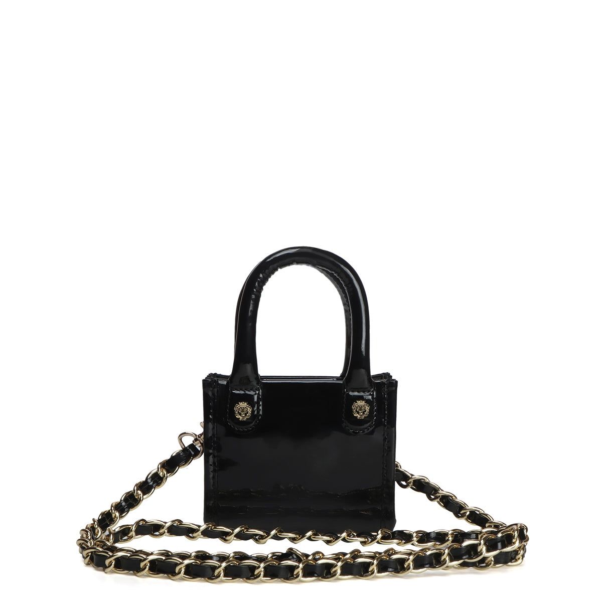 Micro Sized Black Patent Leather Hand Bag-Micro