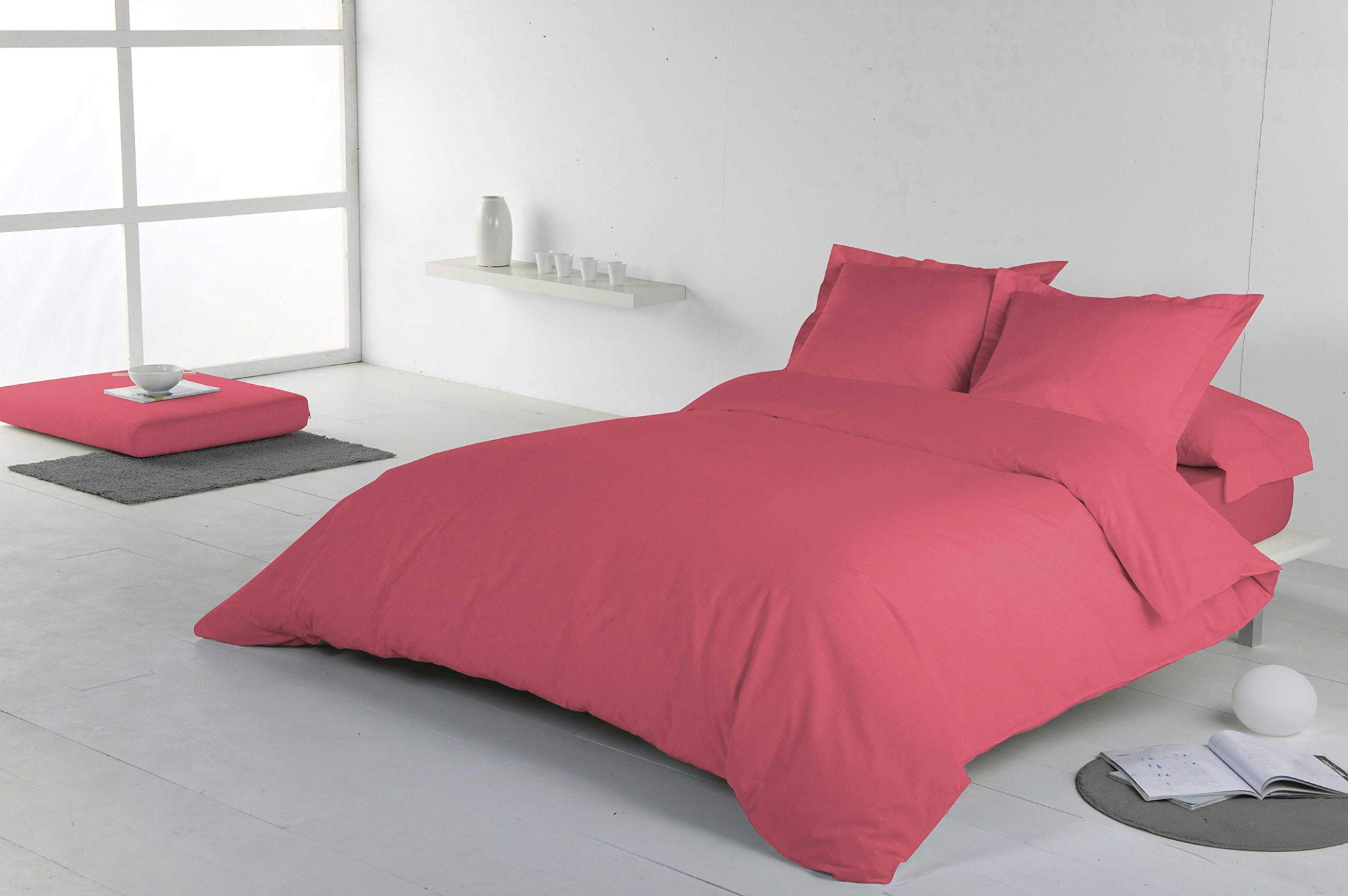 DDECOR - Luxe Collection 100% Cotton Stripes And Checks Pattern 400TC Super King |274 CM X 274 CM| with 2 Pillow Covers - Pink