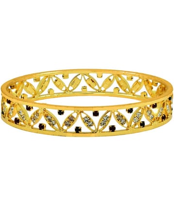 The Jewelbox Brass Gold Plating Cubiz Zirconia Studded Gold Coloured Bangle Set